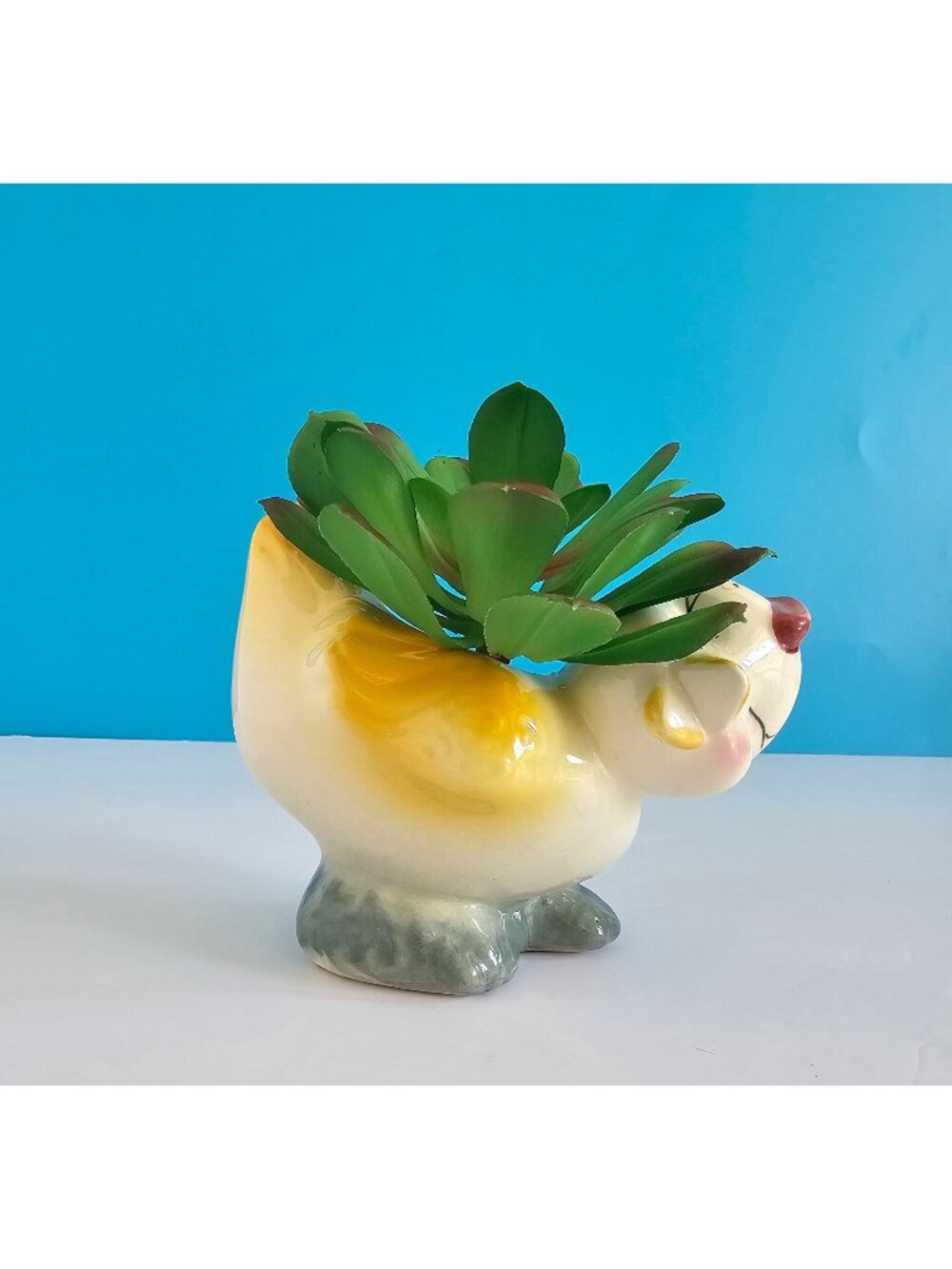 Vintage Baby Duck Planter, Kitschy Indoor Duck Plant Holder